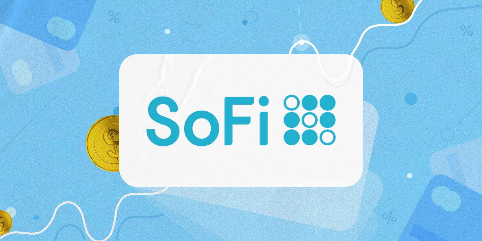 SoFi logo on light blue background.