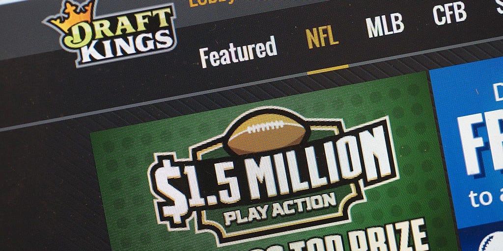 The fantasy sports website DraftKings is shown on October 16, 2015 in Chicago, Illinois.