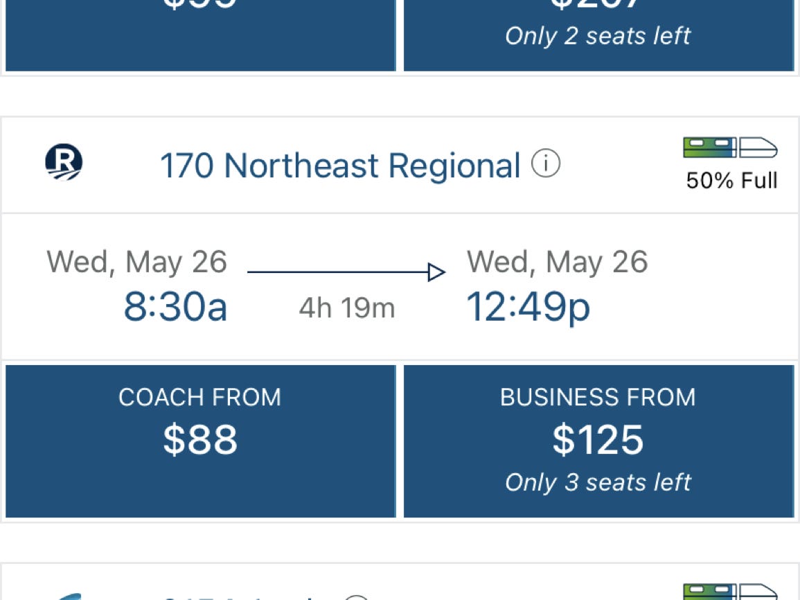 Amtrak's booking website