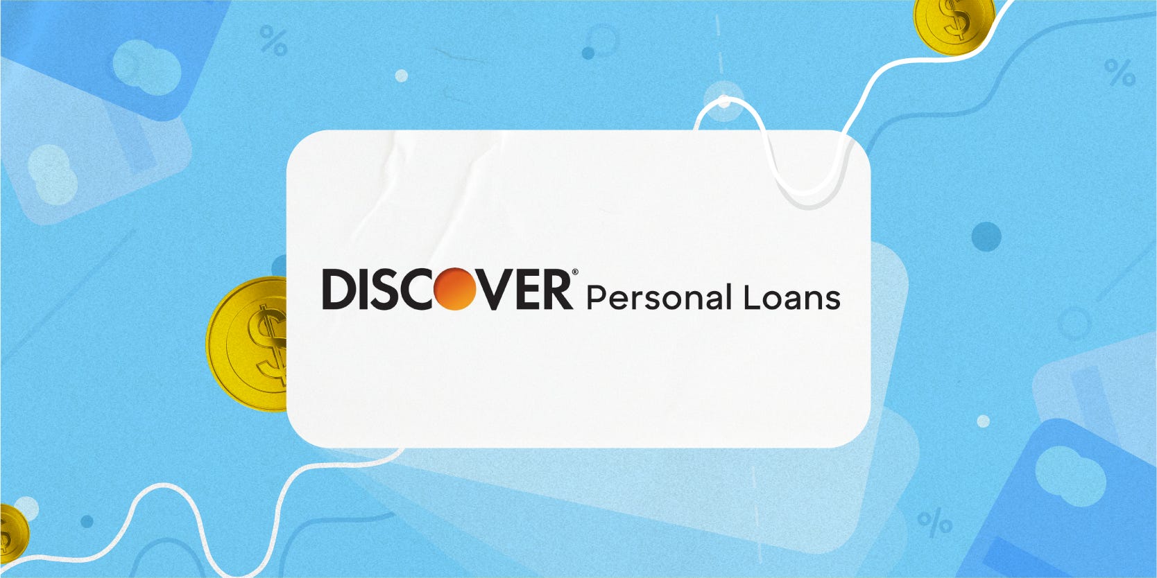 Discover personal loans logo on Personal Finance pattern background