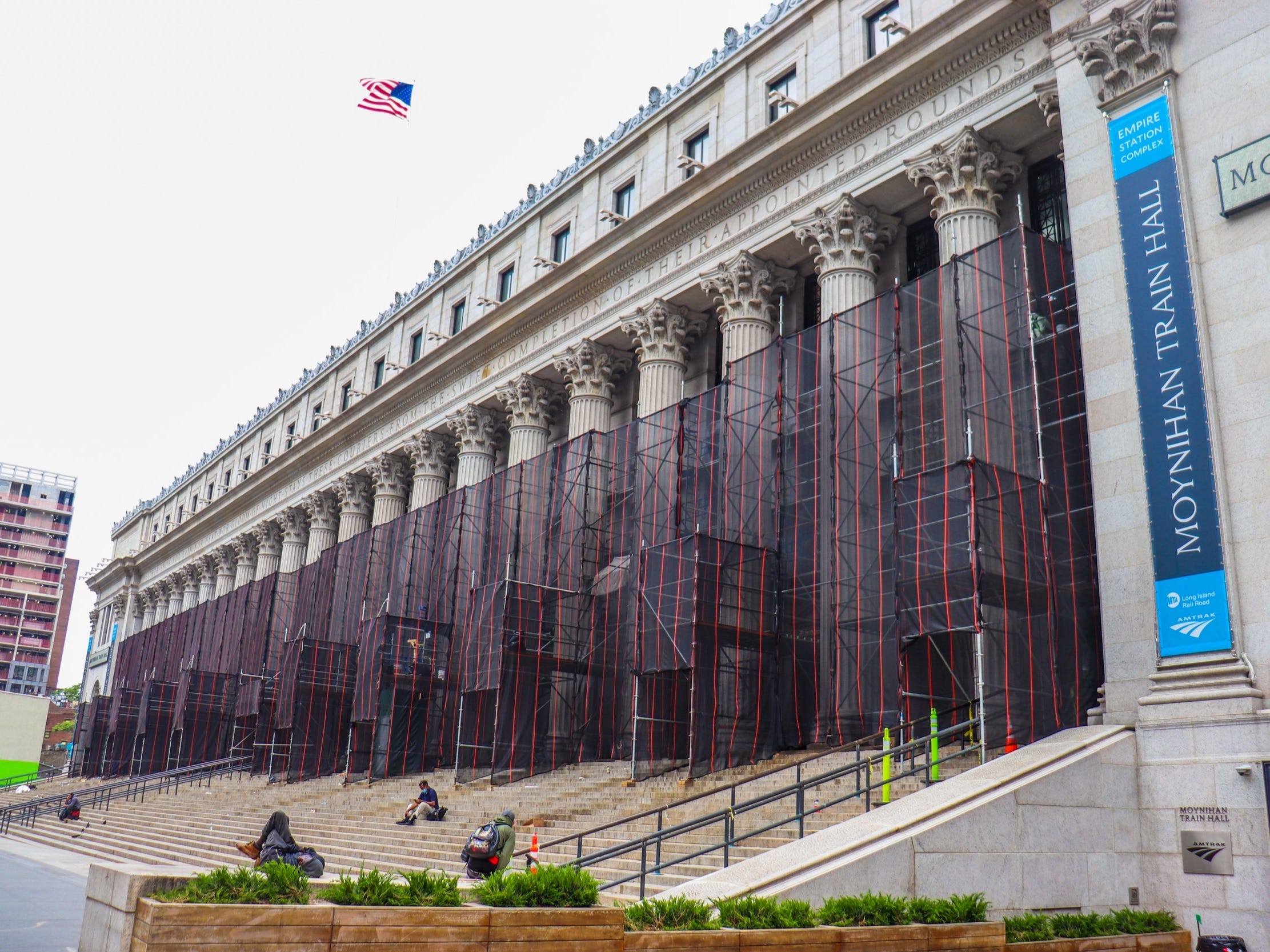 Front view of Moynihan Train Hall at New York's Pennsylvania Station - Amtrak Northeast Regional New York to Boston