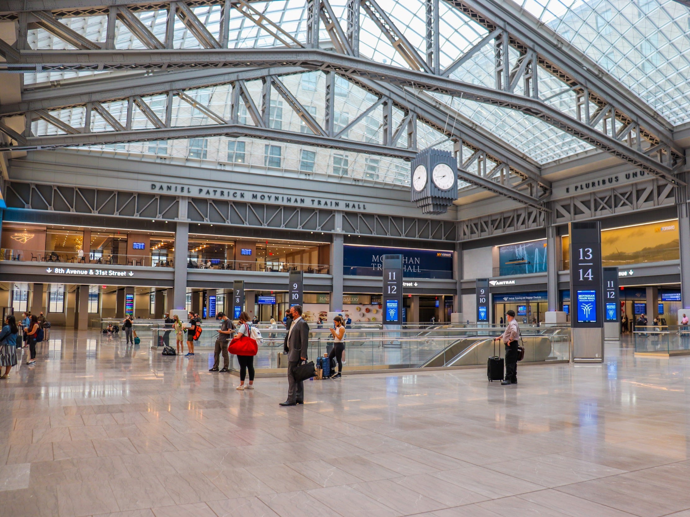 Inside the main hall of Moynihan Train Hall at New York's Pennsylvania Station - Amtrak Northeast Regional New York to Boston