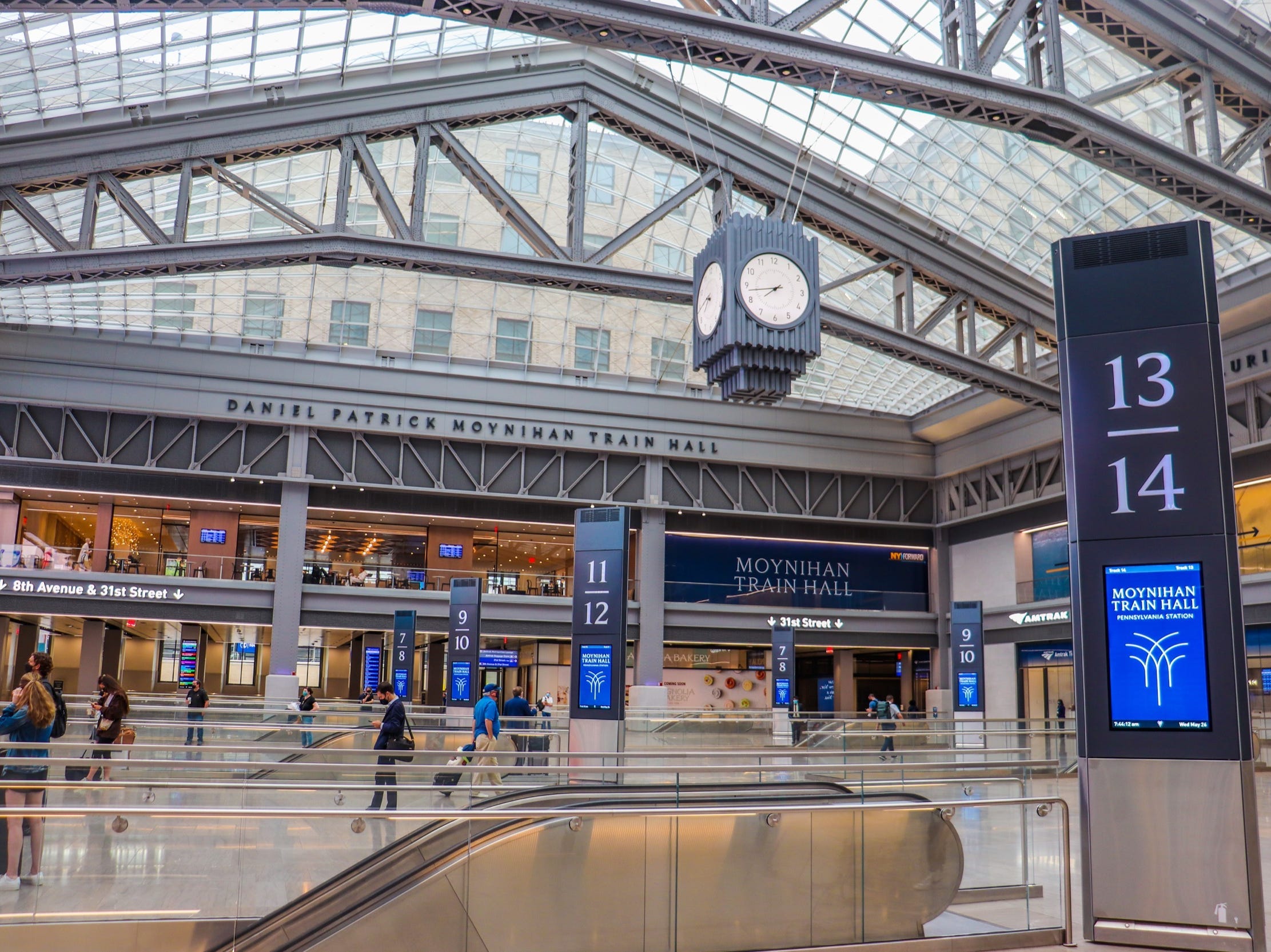 Inside the main hall of Moynihan Train Hall at New York's Pennsylvania Station - Amtrak Northeast Regional New York to Boston