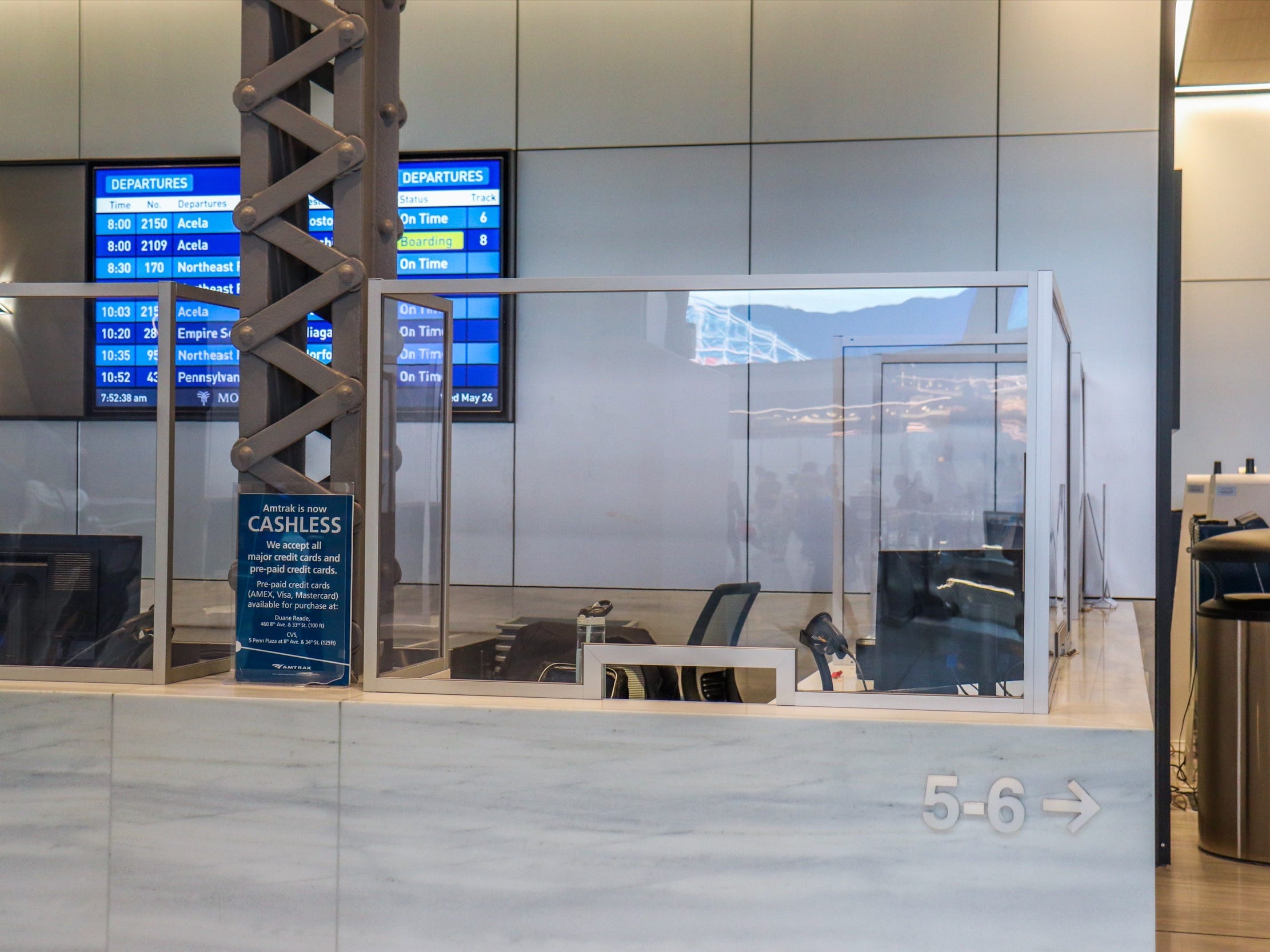 Inside the Amtrak ticket office at Moynihan Train Hall at New York's Pennsylvania Station - Amtrak Northeast Regional New York to Boston