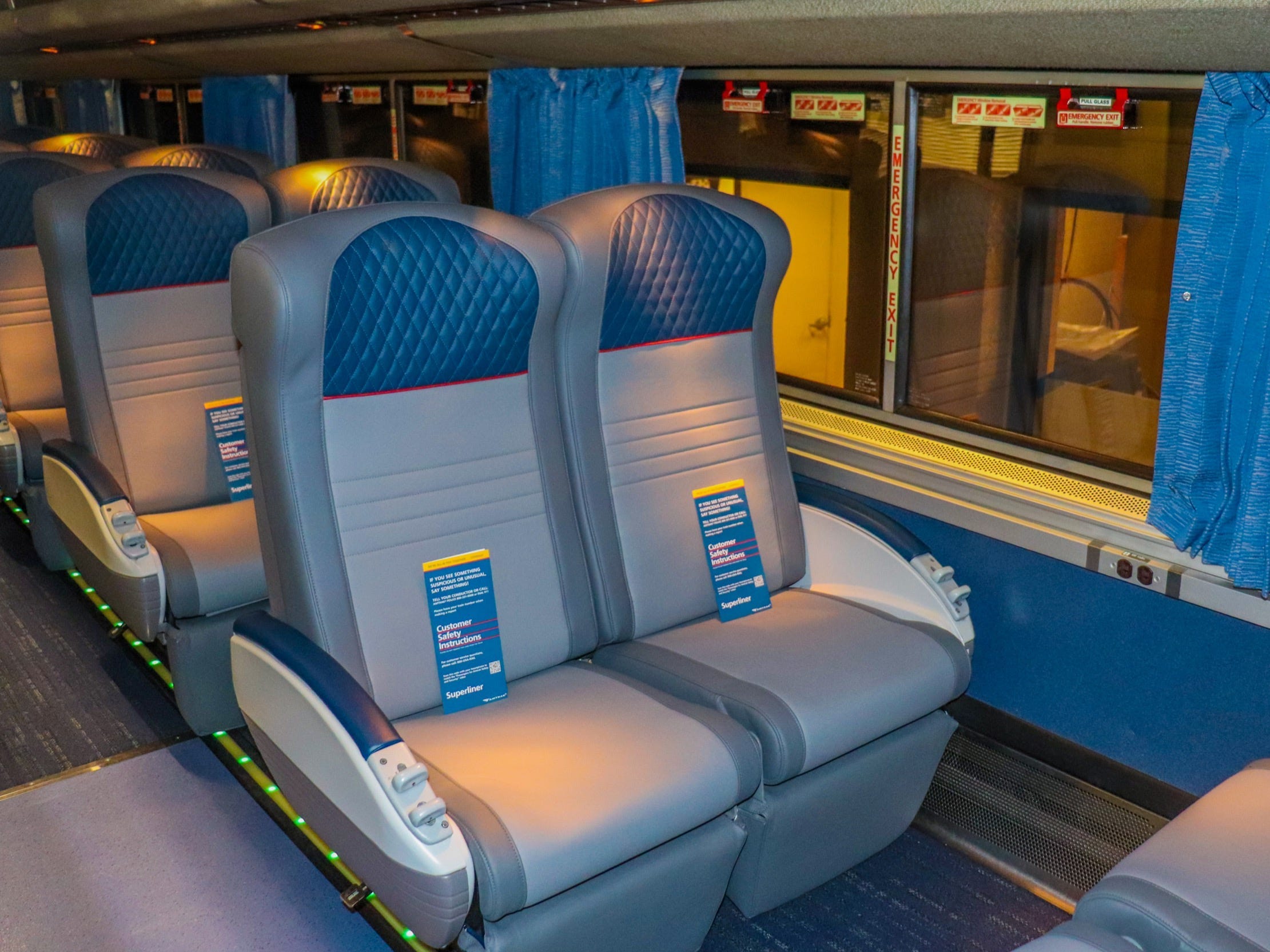 Inside the coach cabin of an Amtrak Superliner - Amtrak Upgraded Long Distance Trains 2021