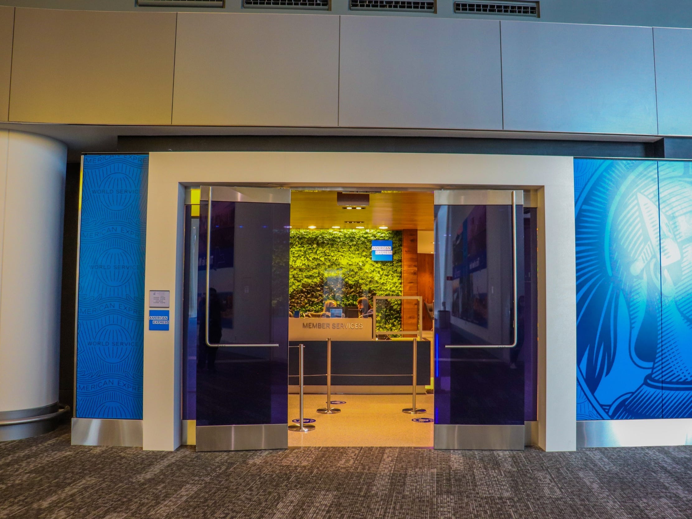 The entrance to the American Express Centurion Lounge at LaGuardia Airport - Amex Centurion Lounge LaGuardia Airport