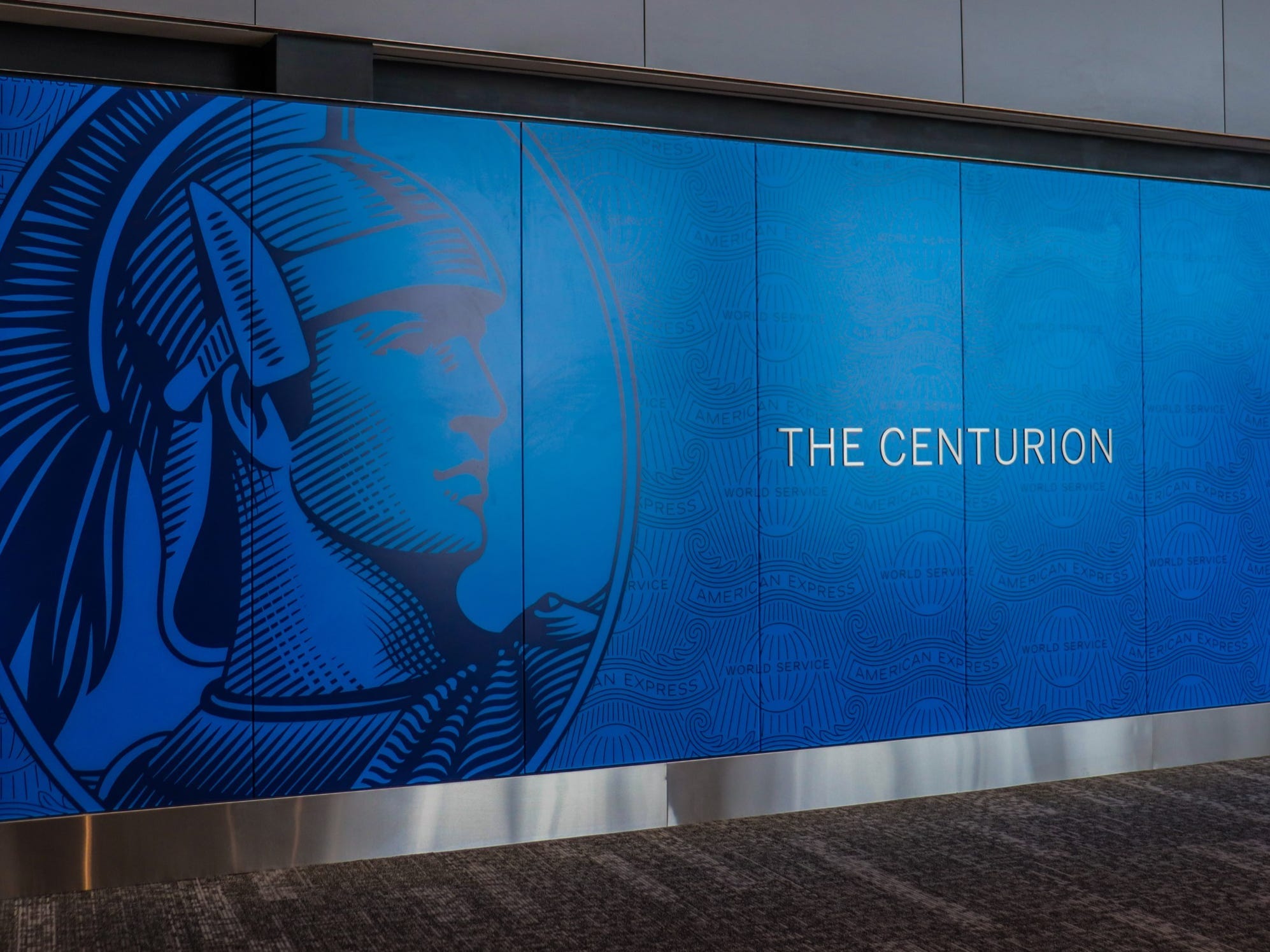 The entrance to the American Express Centurion Lounge at LaGuardia Airport - Amex Centurion Lounge LaGuardia Airport