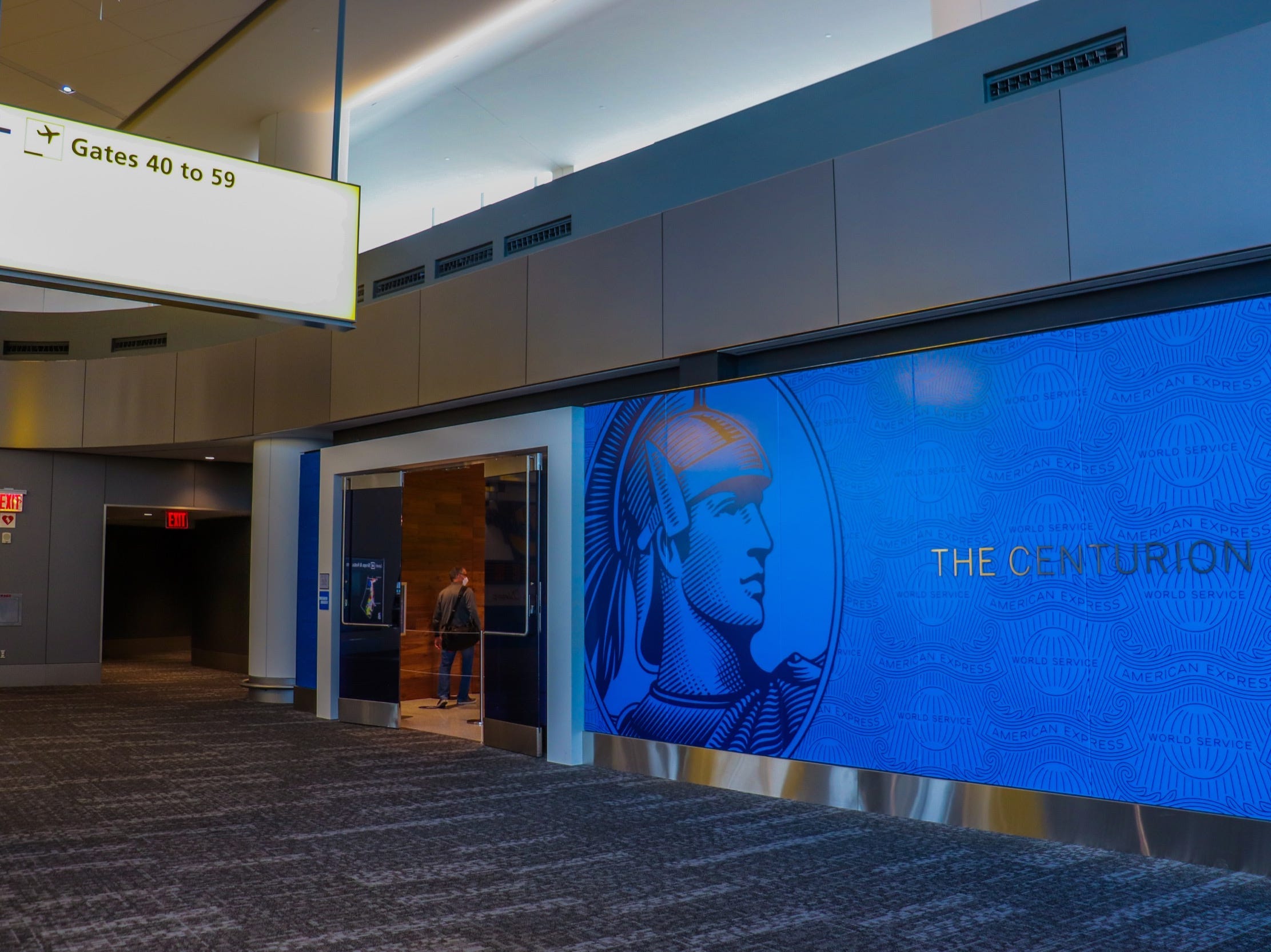 The entrance to the American Express Centurion Lounge at LaGuardia Airport - Amex Centurion Lounge LaGuardia Airport