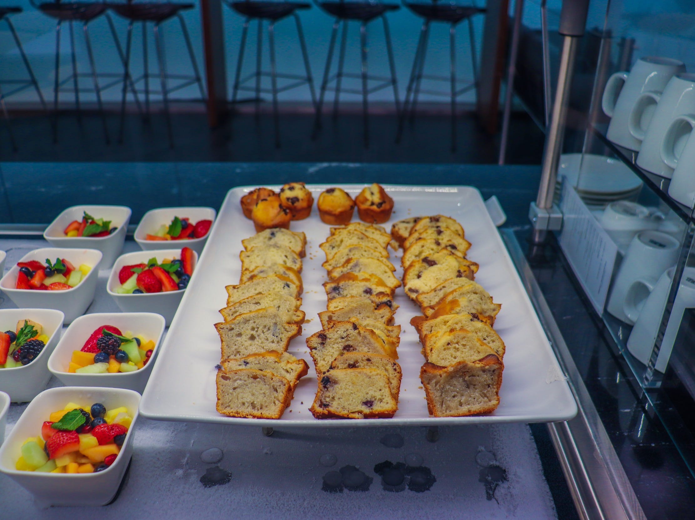 The hot food buffet at the American Express Centurion Lounge at LaGuardia Airport - Amex Centurion Lounge LaGuardia Airport