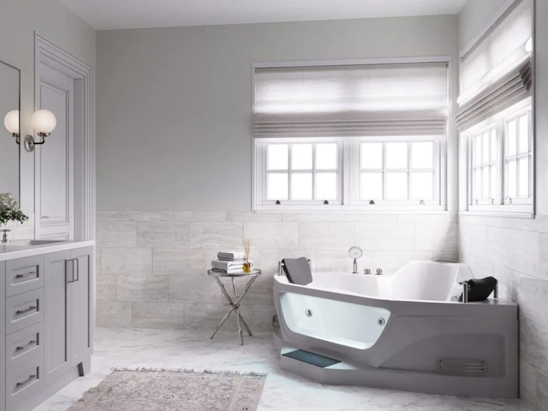 the ariel right drain corner whirlpool bathtub in a bathroom the best corner bathtub in 2021