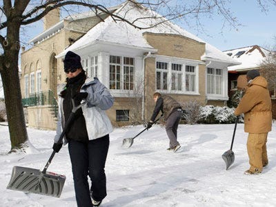 Snow-covered homes in Illinois