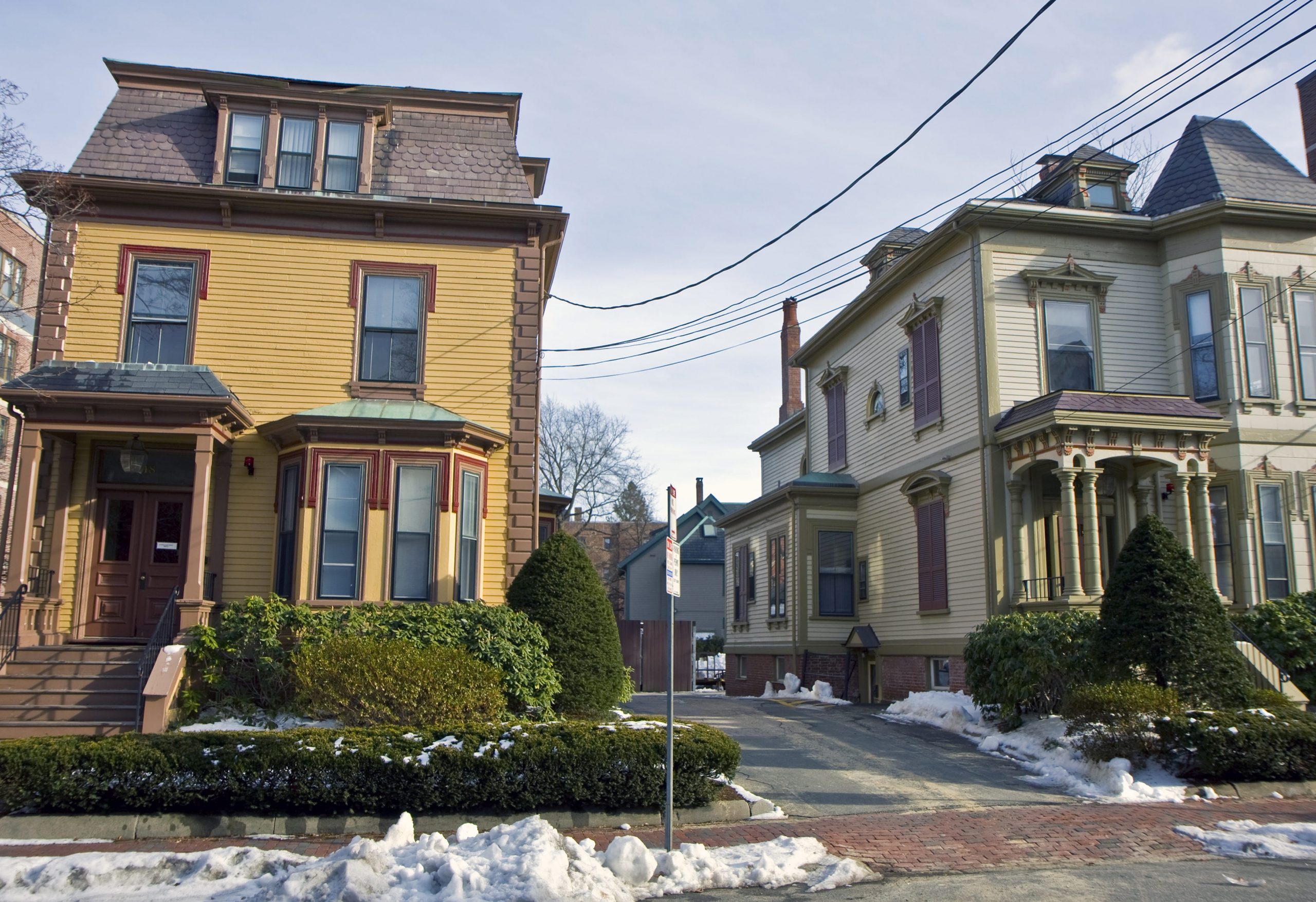 Homes on a street in Massachusetts