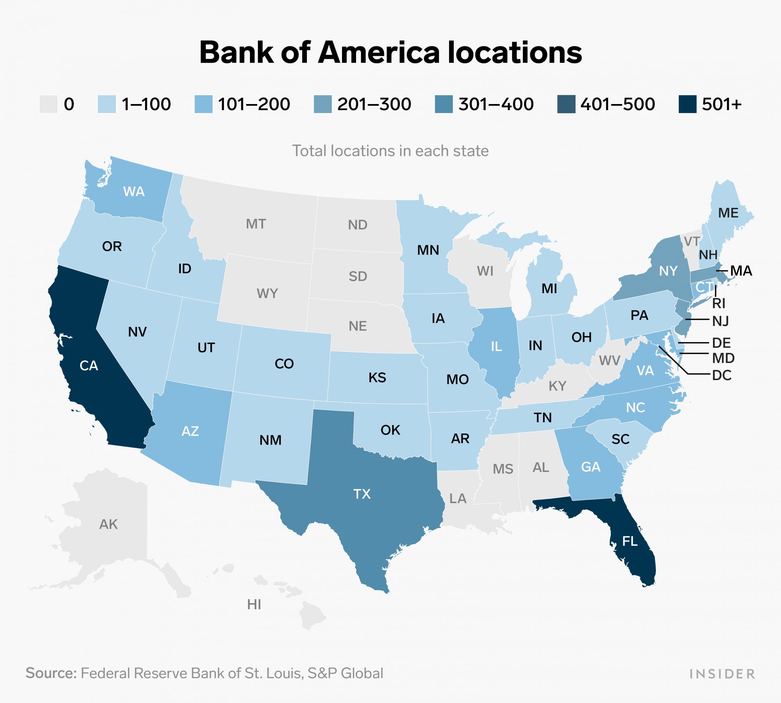 Best National Banks locations Bank Of America