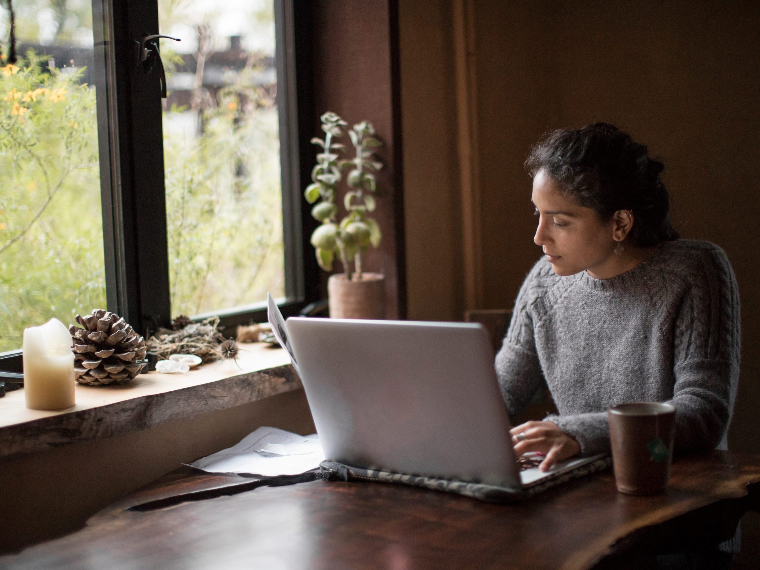 student working from home