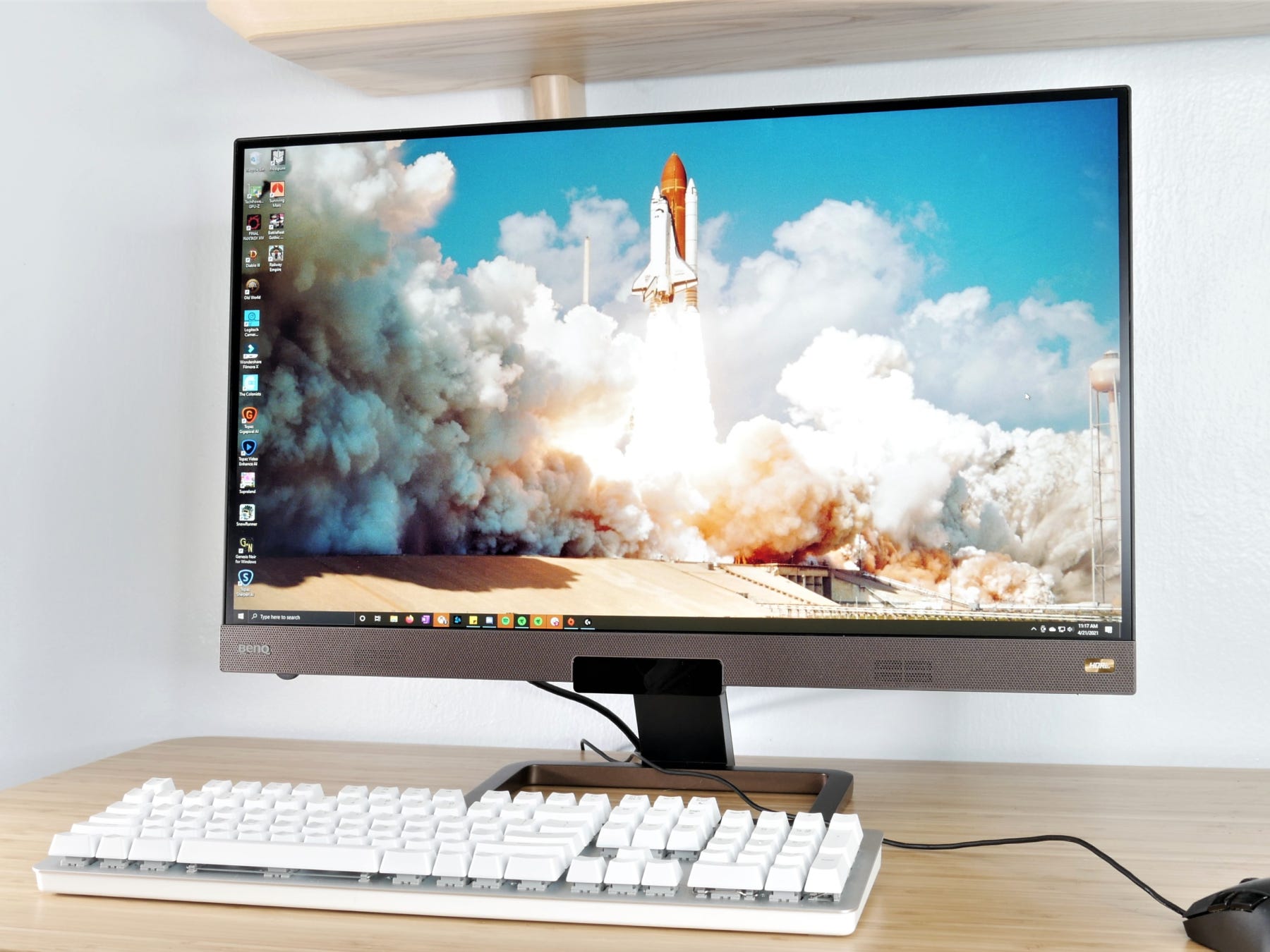 Best Gaming Monitor overall -BenQ EX2780Q on a wooden surface